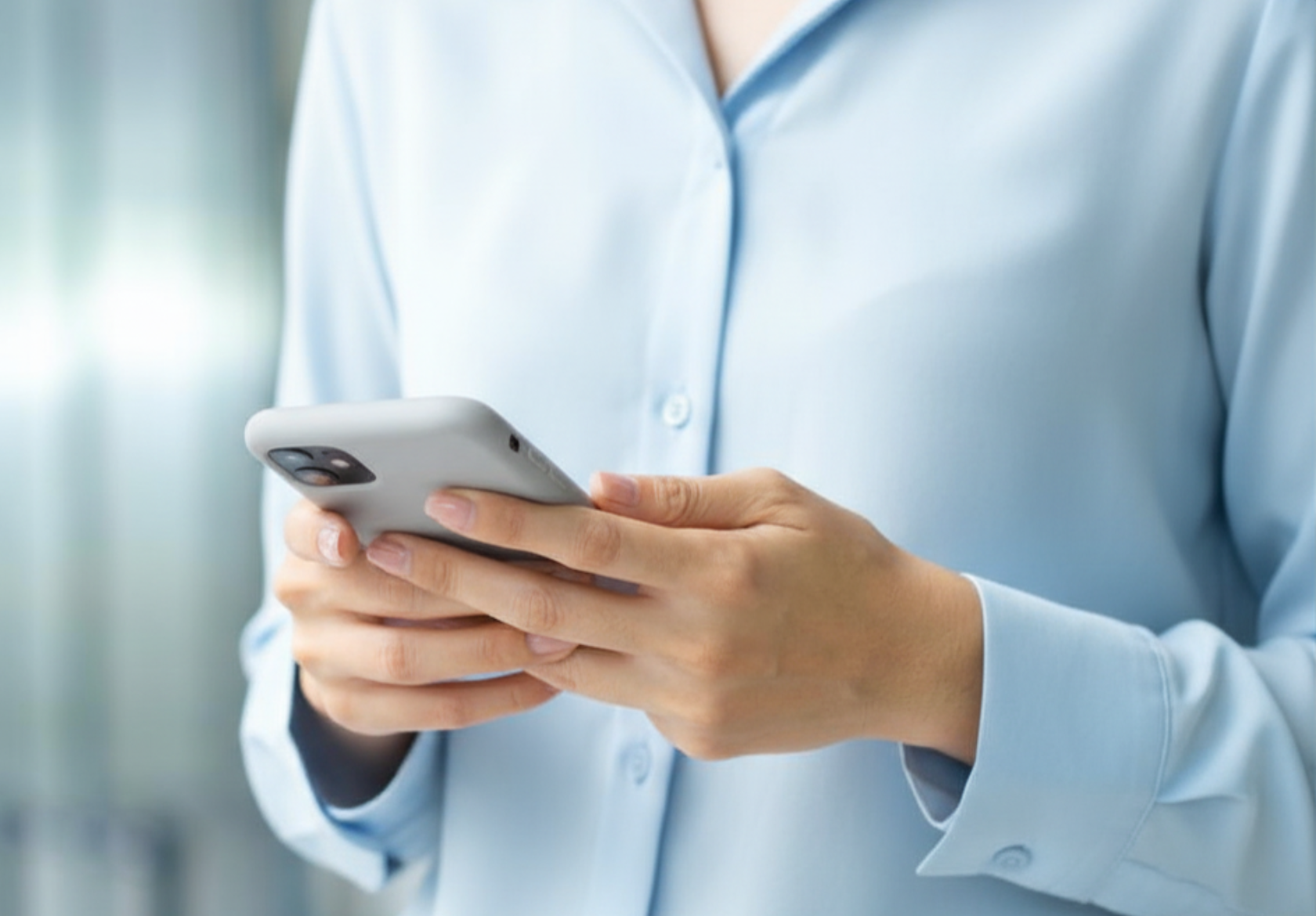 Close-up of woman holding her phone
